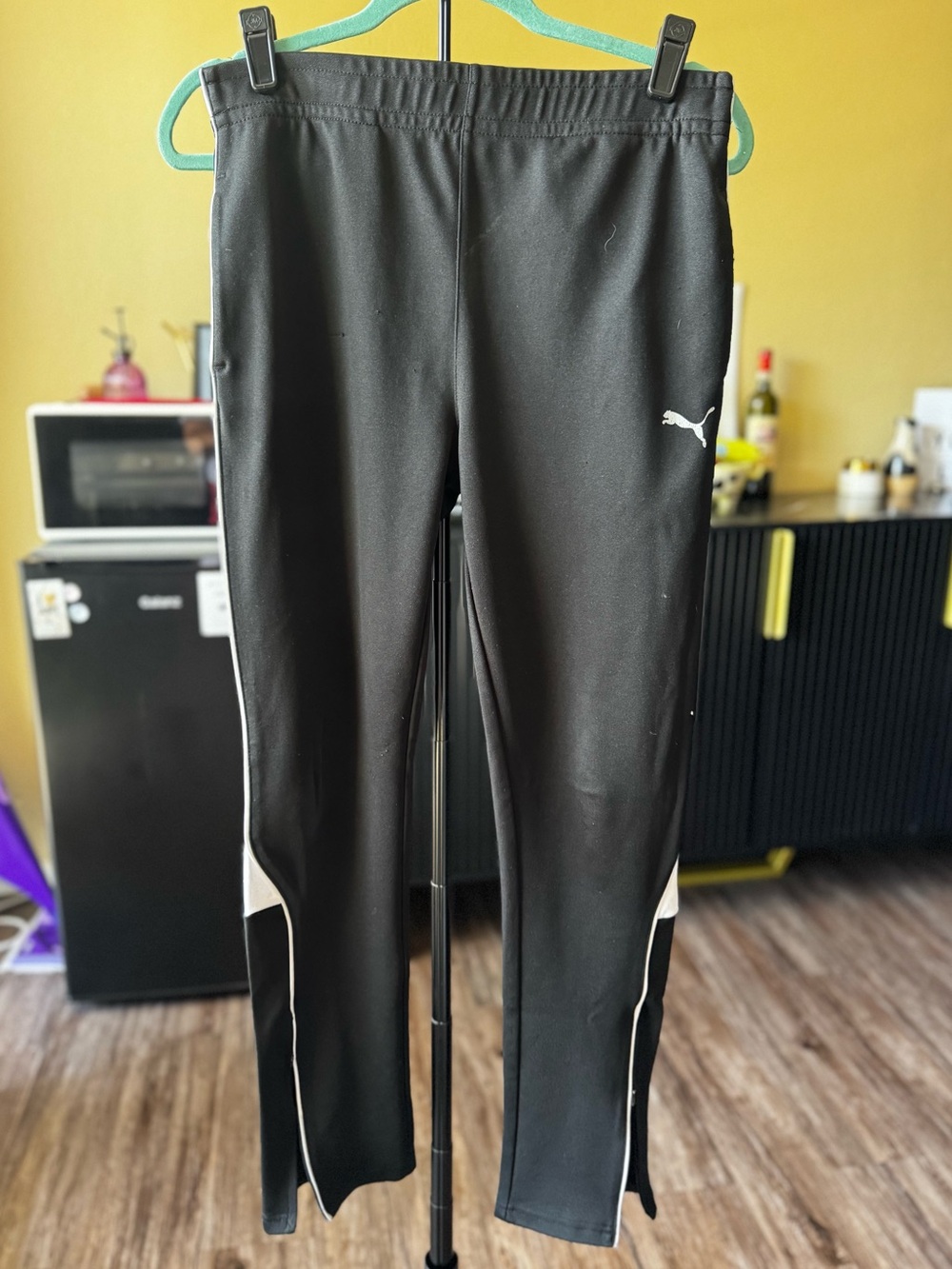 Puma Black Track Joggers with White Contrast Panels